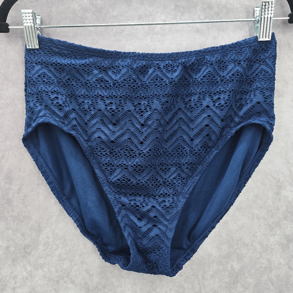 Catalina Blue Floral Cutout‎ Chevron Bikini Bottoms Swimwear Medium